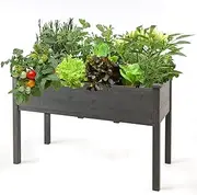 Giantex High Raised Garden Bed, Elevated Cedar Wooden Planter Box w/Drain Holes, Outdoor Gardening Planting Bed for Vegetables, Flowers & Herbs Grow, Great for Backyard Patio Lawn, 125 x 58 x 76 cm