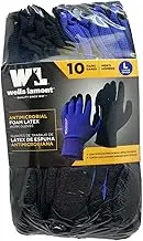Wells Lamont Men's Antimicrobial Work Gloves Foam Latex Coating Knit Liner Black/Blue -10 Pairs Large