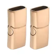 10mm x 5mm Flat Leather Clasps, 2Pcs Steel Clasps for DIY Crafts (Rose Gold)