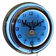 15" Cerveza Modelo Especial Beer Double Neon Clock Man Cave Pub Decor (Blue)