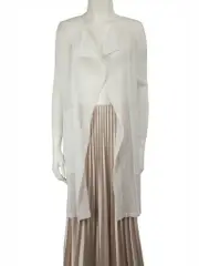 Pleats Please White Mesh Textured Cardigan