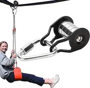 Steel Slider Rope Pulley | Rope Lines Pulley | Slacklines Pully Bearing Accessories | Strong Load Bearing Sturdy Pulley with 5 Rollers | Functional Training Supplies for Home, Park, Lawn