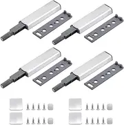 Push to Open Push Door Opener, Pack of 4, Cabinet Door Opener Magnet Suitable for Cabinets, Compatible with IKEA, Cupboard Door, Pull-Free Push-On Self-Ejector, Tip On for Doors, Push to Open
