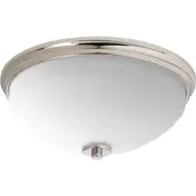 Replay 2-Light Polished Nickel Flush Mount with Etched White Glass