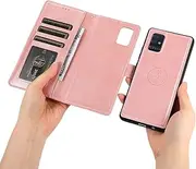 GoshukunTech for Samsung A51 Case,for Galaxy A51 Case [2 in 1 Wallet Leather Case] Detachable Magnetic Flip Cover with Card Slots & Wrist Strap for Samsung Galaxy A51(6.5")-Pink