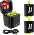 2 Pack Battery Charger for GoPro Hero 11/10/9 | 3-Channel Case with Type-C Cable