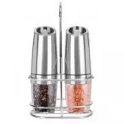 Automatic Salt and Pepper Grinder, LED Blue Light, Adjustable Coarseness Silver