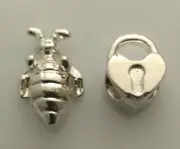 Sterling Silver 925 pair of Pandora charms , bee and padlock