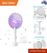 Electric Fly Swatter 3000V Bug Zapper Racket 2 in 1 Fly Swatter with 1200mAh ...