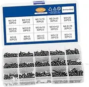 HOMSFOU 450pcs Hard Carbon Steel Round Head Cross Screws Set M2.6/ Self-tapping Multi-purpose Screws Kit