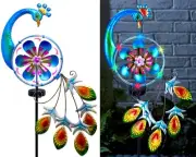 Yard Decorations Outdoor for Wind Spinner, Peacock Solar Outdoor Lights, 41In...