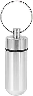 Aluminum Alloy Waterproof Case Portable Container Keychain Travel Outdoor Medication Holder For Cycling Camping Fishing Red AT7605 (Silver)