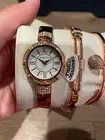 Anne Klein Women's Premium Crystal Accented Bangle Watch Set, Swarovski Crystals