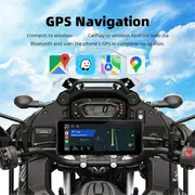 7 Inch Motorcycle Wireless Carplay & Android Auto Front Rear Camera Dual Bluetooth DVR GPS Navigation Display Screen B Photo Color