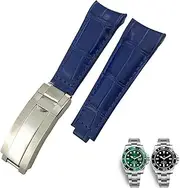 [TIOYW] 20mm Curved End Watchbands Leather Strap Fit for Rolex 116610 Submariner Oyster GMT Daytona Slide Lock Buckle Cowhide Bracelets