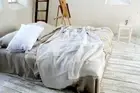 Thick 100% linen throw blanket heavy weight natural color flax softened coverlet
