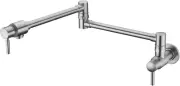 Pot Filler Faucet Brushed Nickel,Traditional Wall Mount Pot Filler Double Handle
