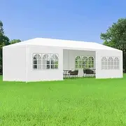 ALFORDSON 3m x 9m Gazebo Marquee Canopy with Carry Bag & 8 Wall Panels White Color, Easy Put-up Pavilion Shelter Shade with Steel Frame for Wedding Party Camping