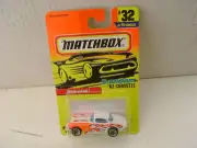 1996 MATCHBOX SUPERFAST #32 WHITE WITH FLAMES 62 CORVETTE NEW ON CARD