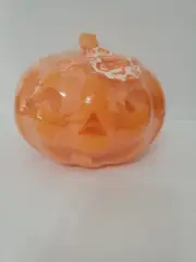 Pumpkin Candle LED With Timer Battery Operated Hand Carved NWT