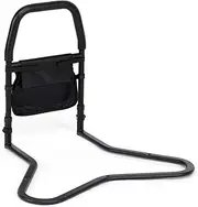 Bed Safety Assist Rail with Organizer Pouch, Portable Compact Bed Grab Bar for King/Queen/Twin Size Bed, Tool-Free Assembly