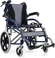Lightweight Aluminium Wheelchair, All Terrain Aluminum Outdoor Wheelchair 4 Wheels Self-Propelled Aluminum Travel with Handbrakes...(A)