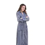 Nevenka Warm Soft Plush Robe with Pockets for Unisex-Grey