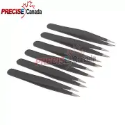 6 PCS EYELASH EXTENSIONS BLACK STRAIGHT TWEEZERS