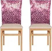 Chair Covers for Bedroom Chair Covers for Party Set of 6 Soft Leopard Gradient Dining Chair Covers Glitter Decoration Sequins Purple Pink