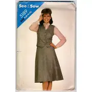 Misses' Skirt and Vest Sewing Pattern See & Sew 5189 Size 8, 10 , 12 Uncut