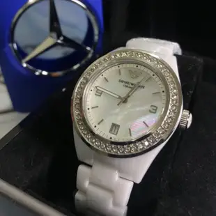 armani ar1426女神手錶阿瑪尼手錶女錶精美陶瓷錶名牌手錶手錶潮流腕錶時尚精品三眼計時女神碗錶超美 玫瑰金時尚