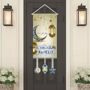 15.8 X 39.4 Inches Eid Mubarak Decorations, Ramadan Kareem Hanging Door Sign, Ei