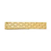 14K Solid Yellow Gold Mens Basketweave Tie Clip Bar Tac