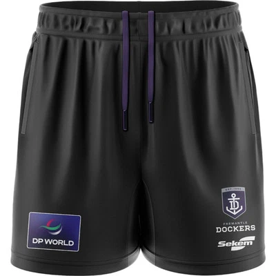 Fremantle Dockers 2025 AFL SEKEM Mens Training Shorts | Black by Sporting House
