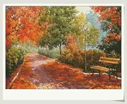Walk into Autumn, 100% Cotton Counted Cross Stitch Kit, 350x250 Aida, 64x45cm Cotton Splendid Autumn Landscape