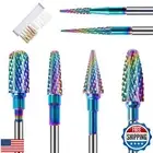 6PCS Nail Drill Bits Set with Cleaning Brush, 3/32 inch Professional Tungsten