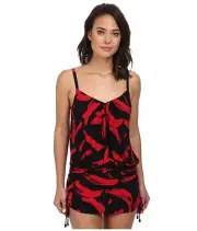 Orig. $192 Miraclesuit Must Haves Swimsuit 10 Black Red One Piece NWT