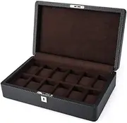 [CFZSALK] Watch box-12-Slot Watch Box with Removable Pillow, Display Case,Leather Size: 34.5 * 21.5 * 9 cm Present Elegant KeYJ