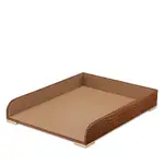Aerin Classic Croc Embossed Leather Paper Tray in Chestnut