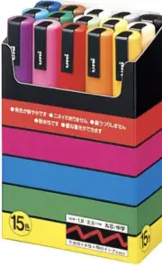 Uni posca Paint Marker Pen - Medium Point Set of 15 (PC-5M15C) EXPRESS SHIPPING