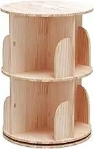 Wood Book Shelf Organizer 360 Degrees Rotating Bookshelf 2/3/4 Tier Solid Wood Bookshelf Organizer for Bedroom Living Room