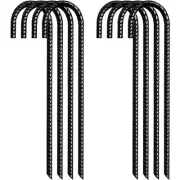 Rebar Stakes J Hook 0.3 in x 16 in Extra Heavy-Duty Steel for Garden Tent 8-Pack