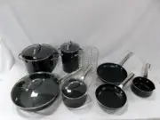 Cook's Essentials Porcelain & Enamel Nonstick 12 pc Cookware Set NIB