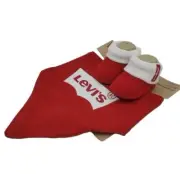 Levi's Baby Booties & Bib Set, 0-6 Months, Red, Shower Gift B32 MP