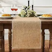 Burlap Style Table Runner Rustic Farmhouse Dining Room Pure Color Decorative Table Runner for Daily Use, Wood Color 30x140cm