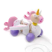 Brand new wooden pull / walk along toy animal - Unicorn