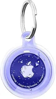YOKRWO for Airtag Holder，for Air Tag Case，Waterproof for Apple Airtags Case with Keychain，Anti-Scratch for Air Tags Key Chain for Keys，Luggage，Accessories for GPS Item Finder Tracker，Clear Purple