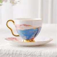 在飛比找ETMall東森購物網優惠-輕奢骨瓷歐式200ml咖啡杯碟
