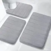 Bathroom Rugs Sets 3 Pieces, Soft Comfortable Memory Foam Bath Mat and U-Shap...