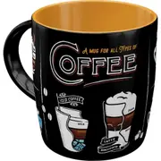 Nostalgic Art All Types Of Coffee 330ml Ceramic Mug Office Drink Cup w/ Handle